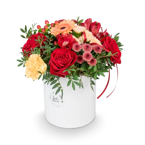 Box červených květů